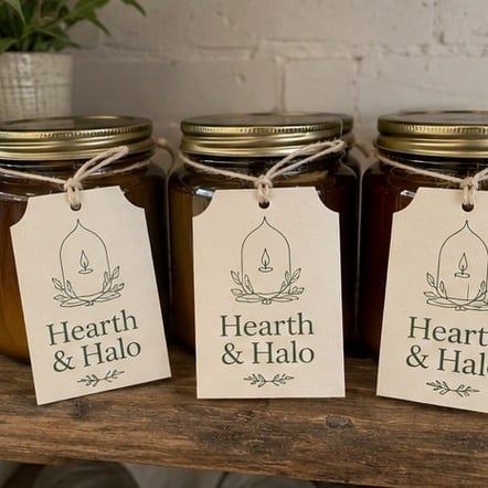 Customized hang tags for candles and home goods